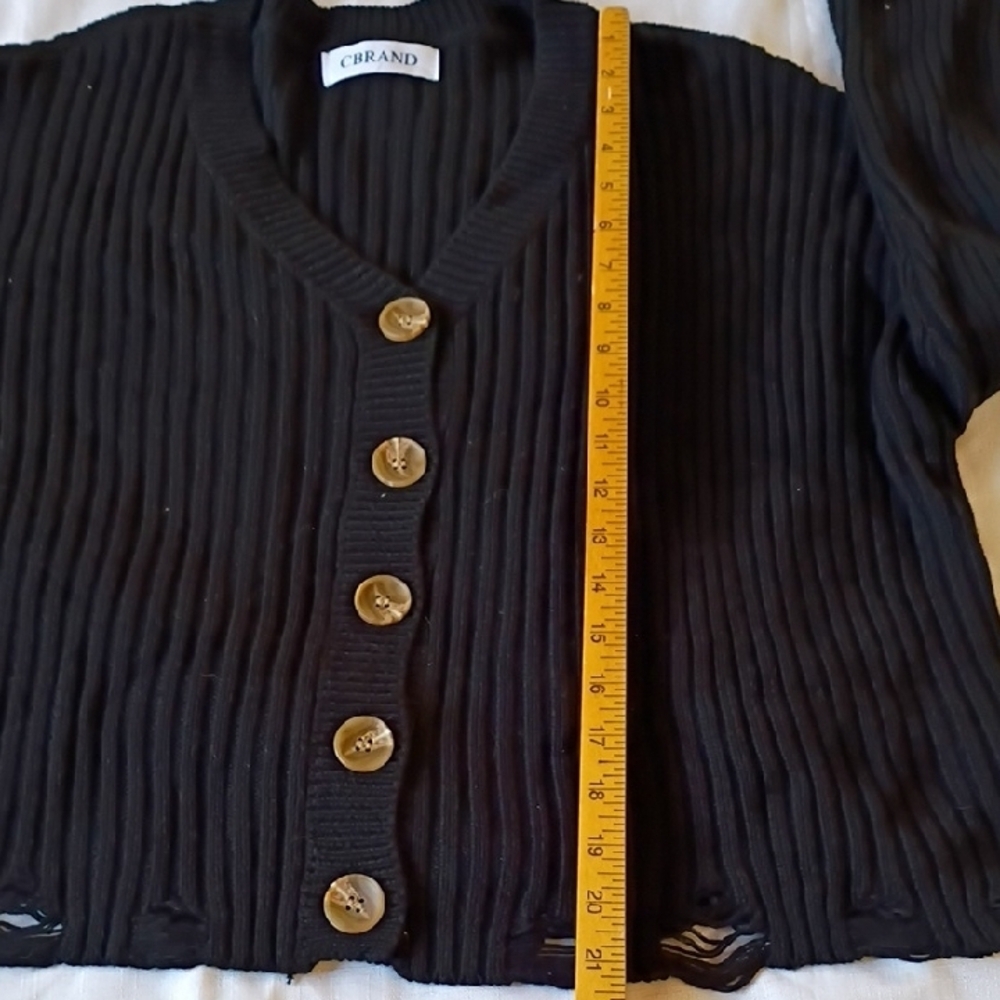 Black Ribbed Button-Up Sweater Cbrand Size M - Picture 5 of 9